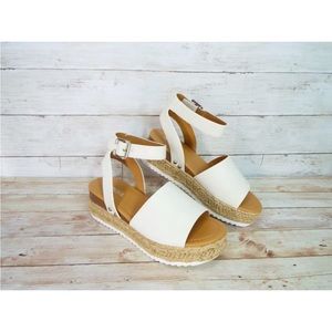 Soda Topic Off White Espadrille Platform Sandals